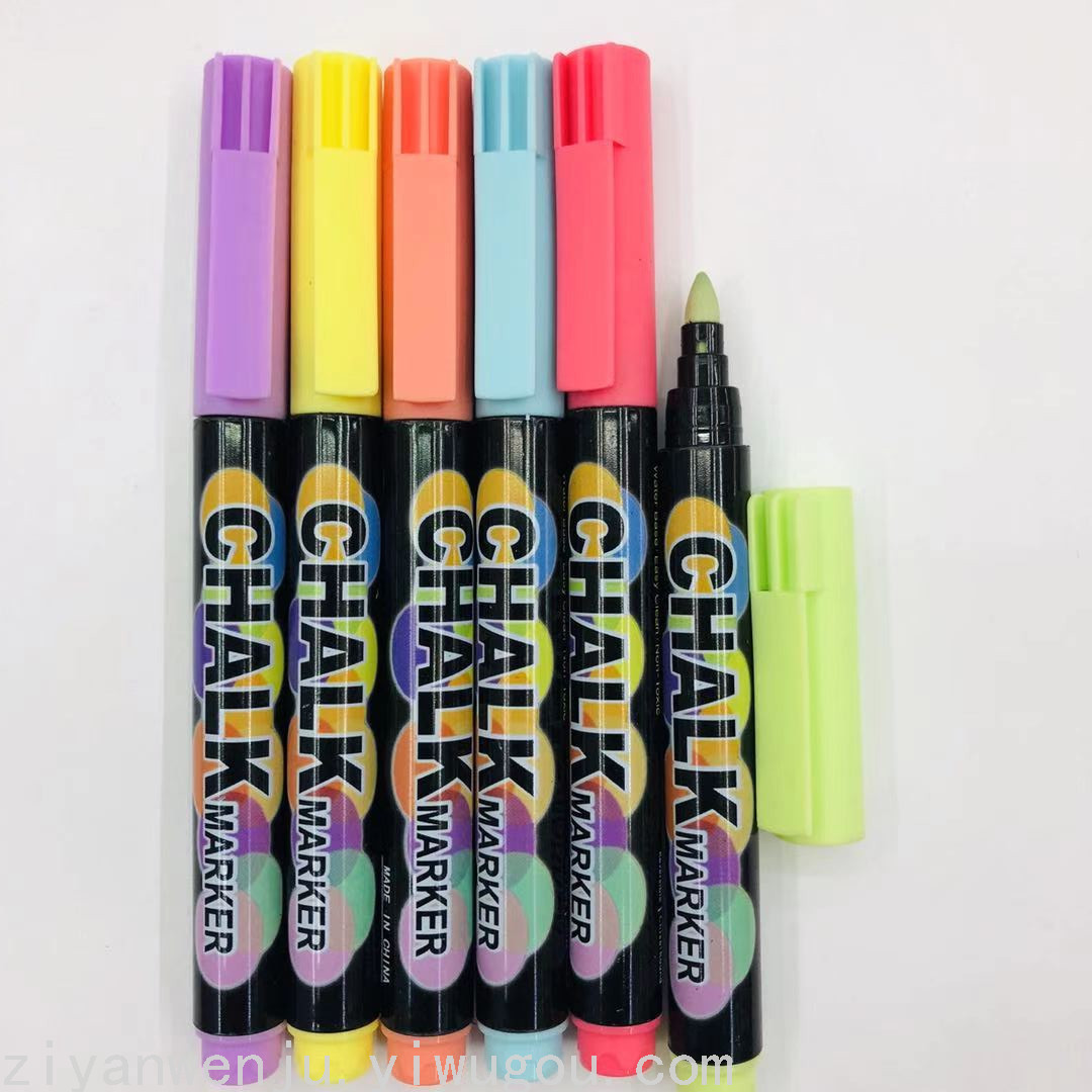 Color Light Board Pen 6 Colors PVC Bagged Chalk Marker