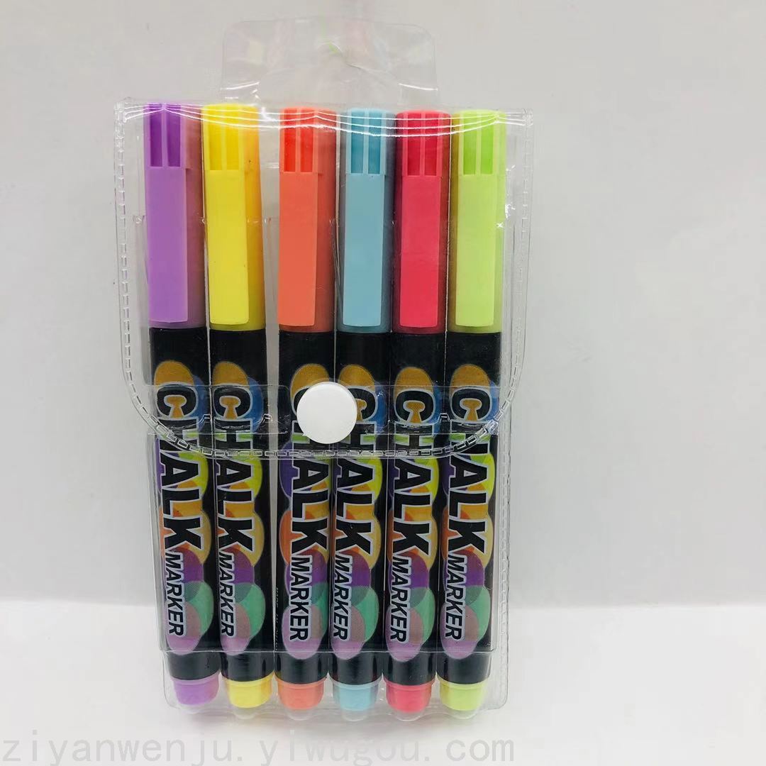 Color Light Board Pen 6 Colors PVC Bagged Chalk Marker