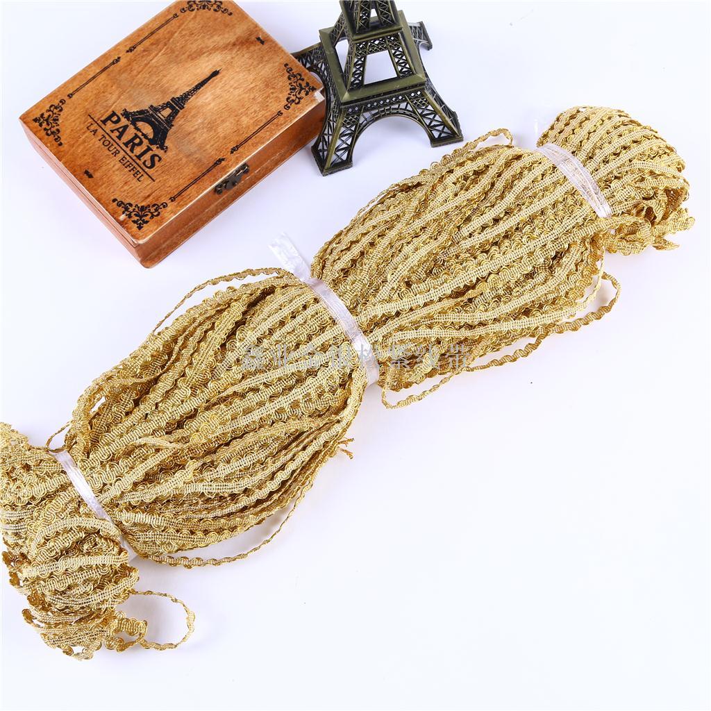 9mm Gold and Silver Color Small Curved Lace Band DIY Handmade Lace Band Doll with Traditional Costume Skirt Cuff Decoration