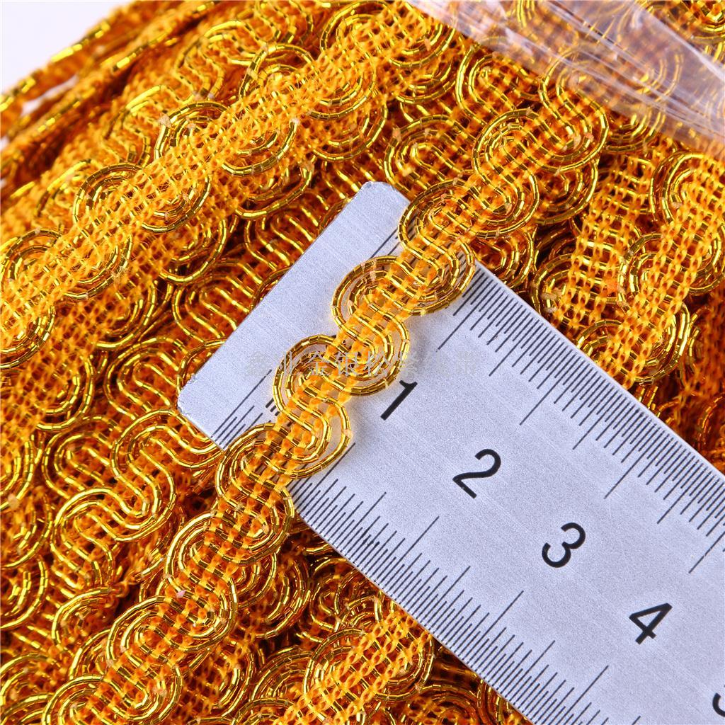 9mm Gold and Silver Color Small Curved Lace Band DIY Handmade Lace Band Doll with Traditional Costume Skirt Cuff Decoration
