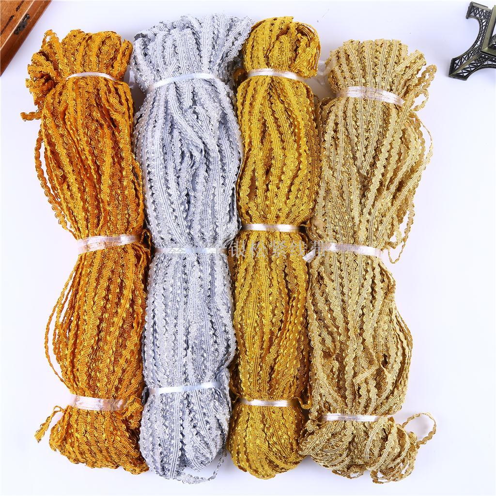 9mm Gold and Silver Color Small Curved Lace Band DIY Handmade Lace Band Doll with Traditional Costume Skirt Cuff Decoration 9mm Gold and Silver Color Small Curved Lace Band DIY Handmade Lace Band Doll with Traditional Costume Skirt Cuff Decoration