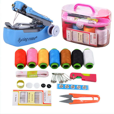 Sewing Box 46-Piece Portable Manual Mini Sewing Machine Outdoor Manual Small Household Sewing Machine Wholesale