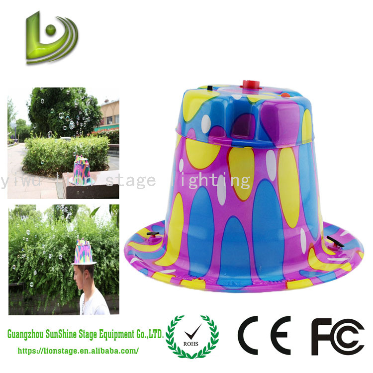 Factory Direct Sales Toy Straw Hat Plastic Bubble Machine Outdoor Activities Head-Mounted Foaming Machine Cool