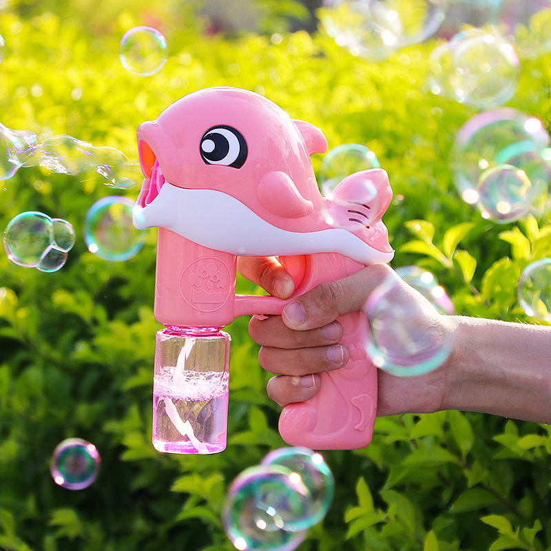 Hot Sale Night Market Stall Flash Toys Bubble Machine Internet Celebrity Same Style Children Outdoor Automatic Dolphin Bubble Gun