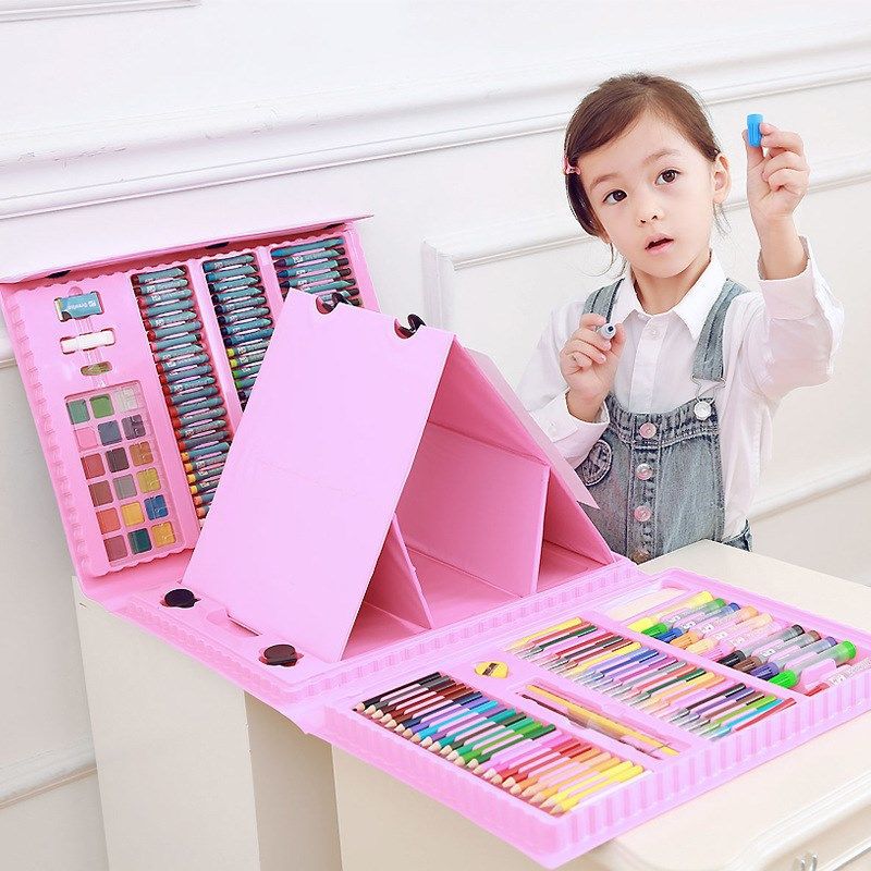Children Watercolor Pen Painting Kit Wholesale Children Primary School Students Learning Painting Watercolor Brush Wax Crayon Oil Pastels