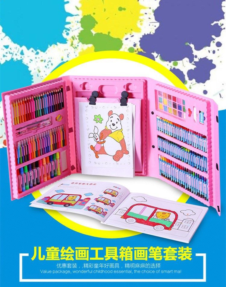 Children Watercolor Pen Painting Kit Wholesale Children Primary School Students Learning Painting Watercolor Brush Wax Crayon Oil Pastels