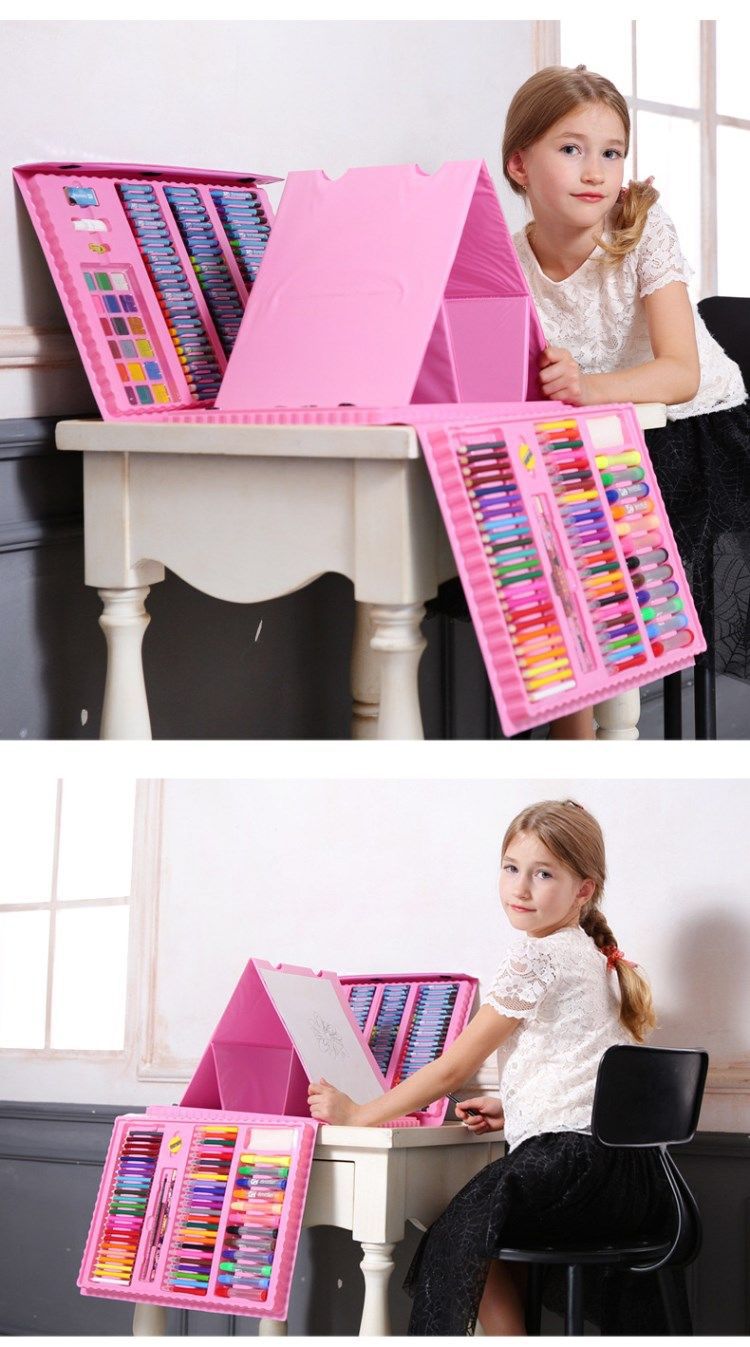 Children Watercolor Pen Painting Kit Wholesale Children Primary School Students Learning Painting Watercolor Brush Wax Crayon Oil Pastels