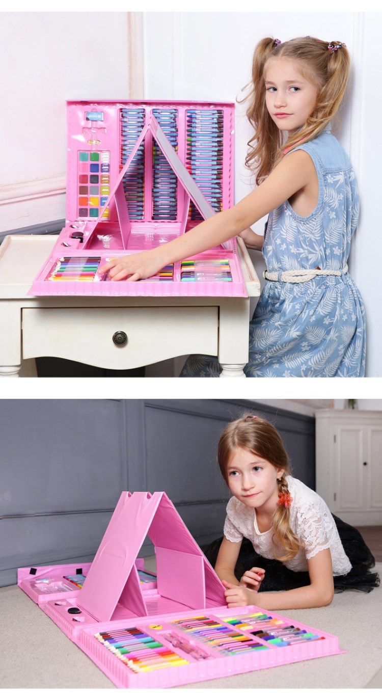 Children Watercolor Pen Painting Kit Wholesale Children Primary School Students Learning Painting Watercolor Brush Wax Crayon Oil Pastels