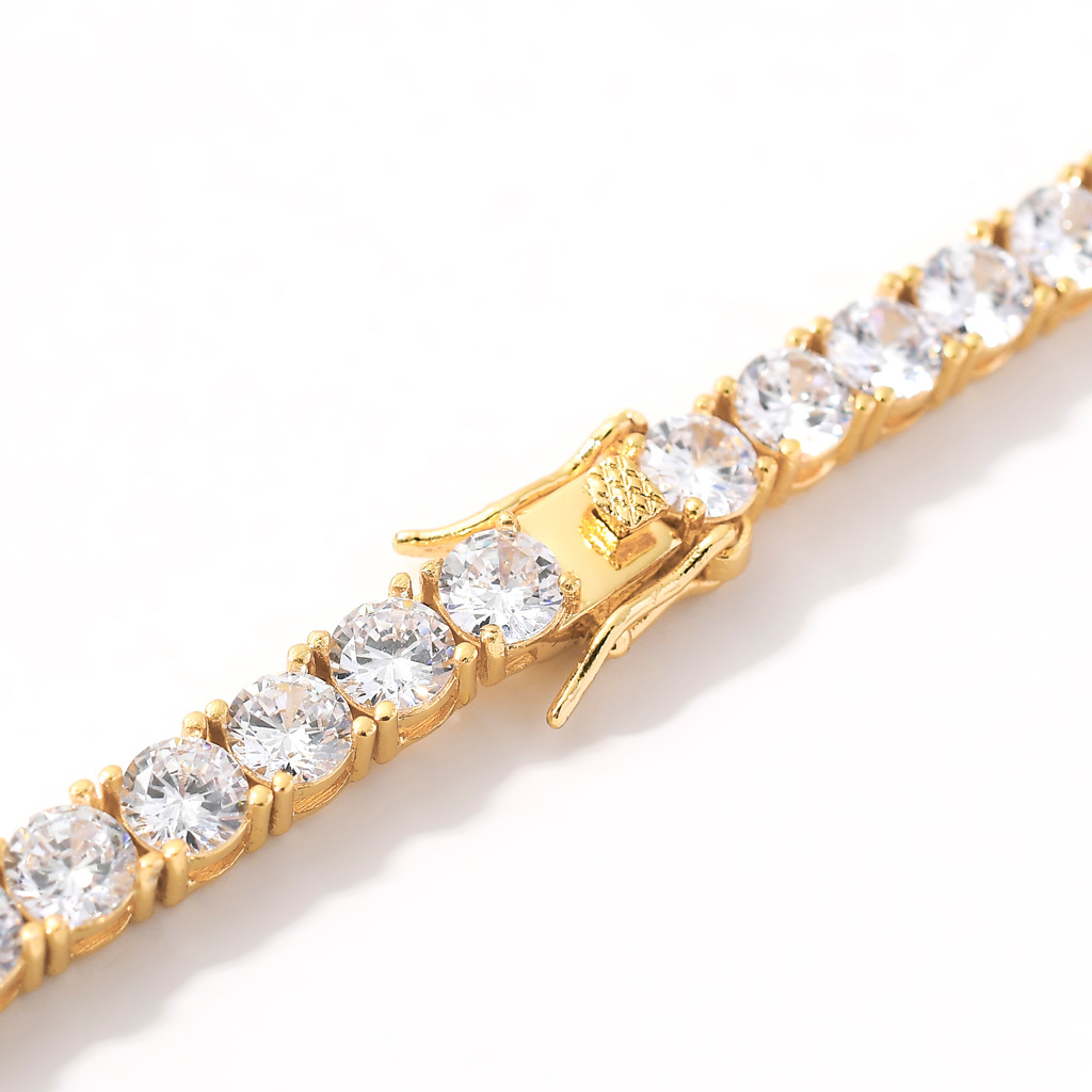 European and American Style Necklace Hip Hop 3mm 5mm Zircon Tennis Chain Zircon Bracelet Necklace Tennis Chain