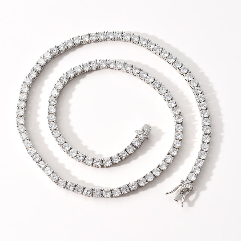 European and American Style Necklace Hip Hop 3mm 5mm Zircon Tennis Chain Zircon Bracelet Necklace Tennis Chain European and American Style Necklace Hip Hop 3mm 5mm Zircon Tennis Chain Zircon Bracelet Necklace Tennis Chain
