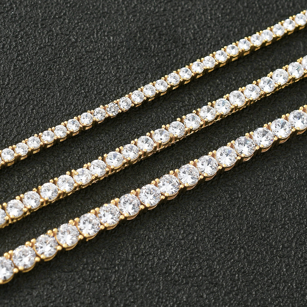 European and American Style Necklace Hip Hop 3mm 5mm Zircon Tennis Chain Zircon Bracelet Necklace Tennis Chain European and American Style Necklace Hip Hop 3mm 5mm Zircon Tennis Chain Zircon Bracelet Necklace Tennis Chain
