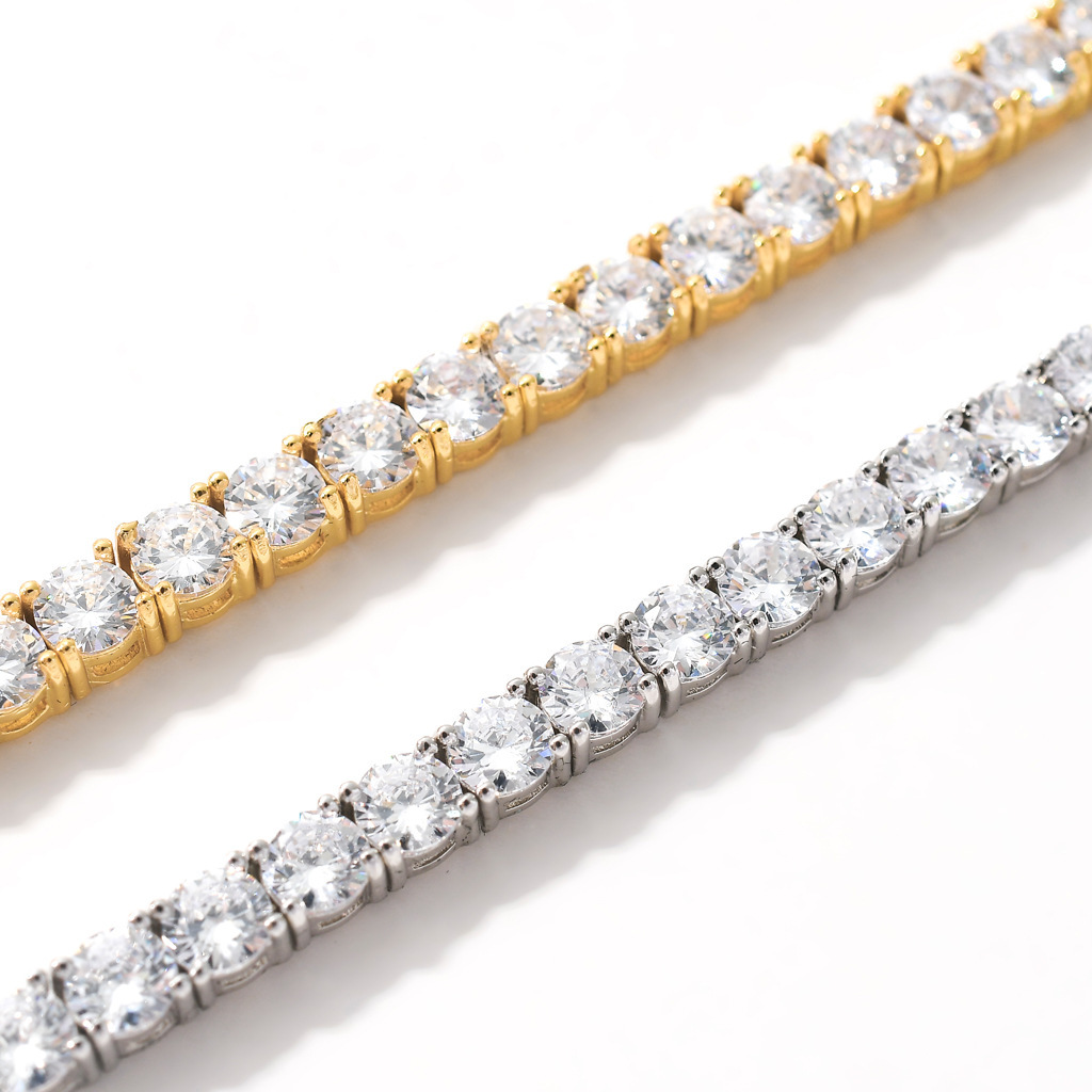 European and American Style Necklace Hip Hop 3mm 5mm Zircon Tennis Chain Zircon Bracelet Necklace Tennis Chain European and American Style Necklace Hip Hop 3mm 5mm Zircon Tennis Chain Zircon Bracelet Necklace Tennis Chain