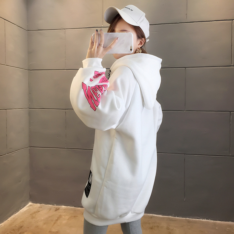 250g David style autumn/winter update hoodie with velvet cuff monogram print long sleeve sweater for women