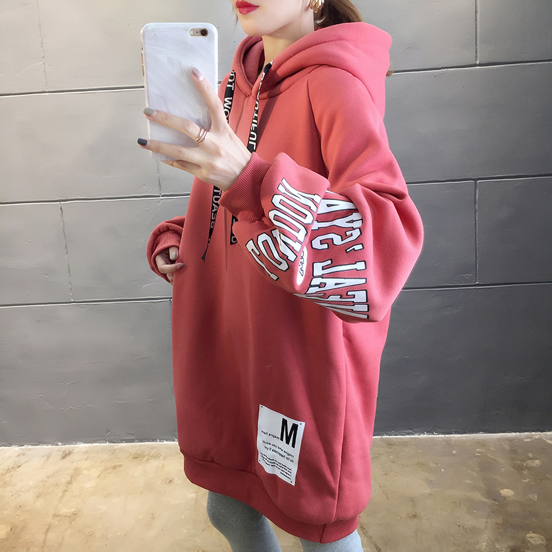 250g David style autumn/winter update hoodie with velvet cuff monogram print long sleeve sweater for women
