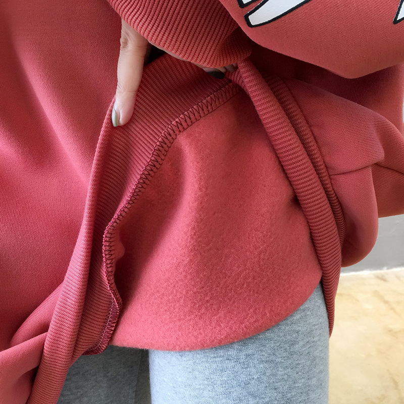 250g David style autumn/winter update hoodie with velvet cuff monogram print long sleeve sweater for women