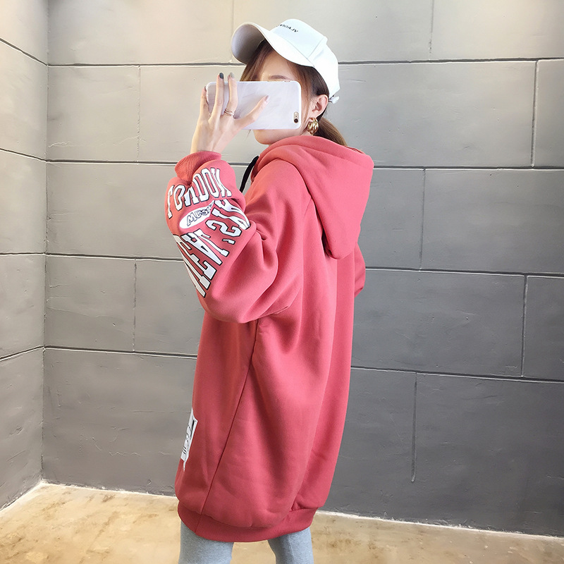 250g David style autumn/winter update hoodie with velvet cuff monogram print long sleeve sweater for women