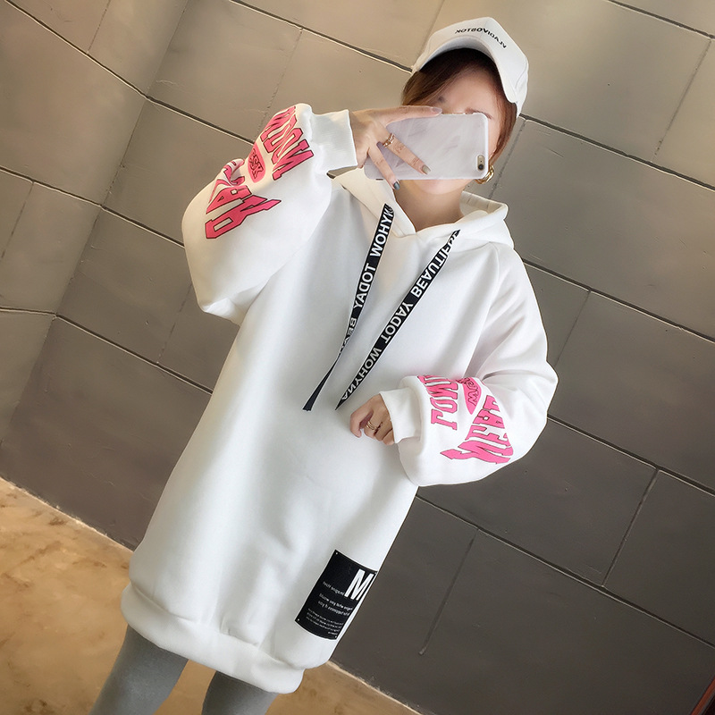 250g David style autumn/winter update hoodie with velvet cuff monogram print long sleeve sweater for women