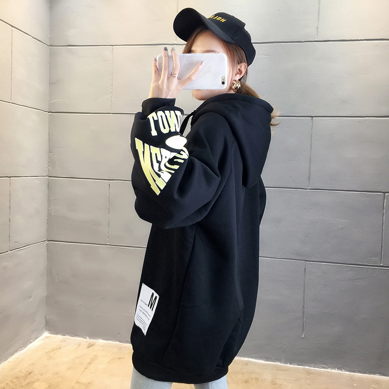 250g David style autumn/winter update hoodie with velvet cuff monogram print long sleeve sweater for women