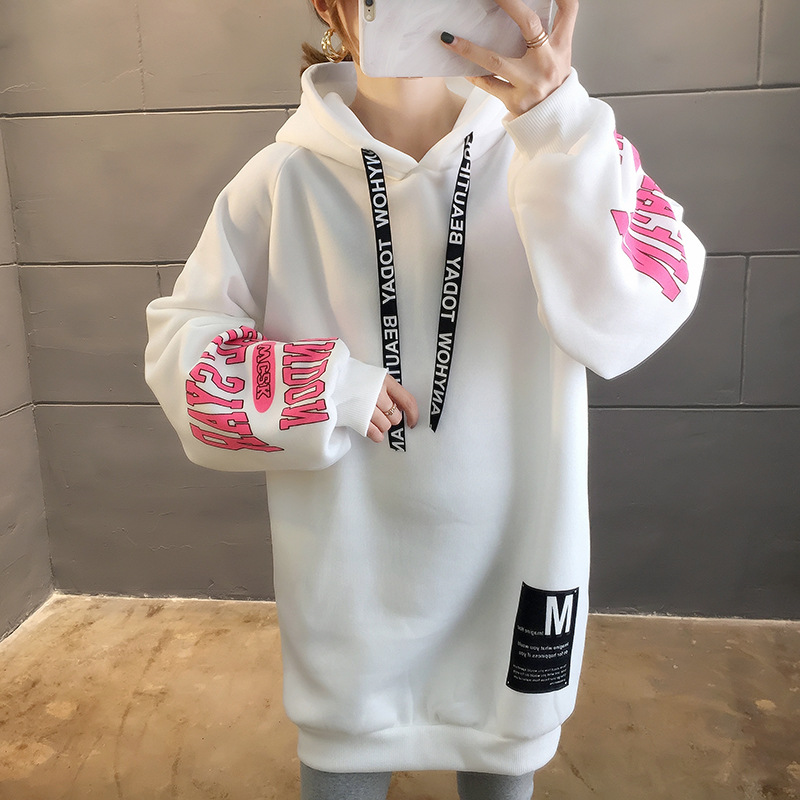 250g David style autumn/winter update hoodie with velvet cuff monogram print long sleeve sweater for women