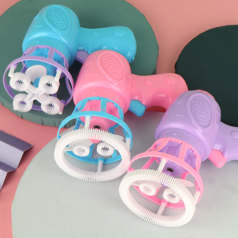 Cross-Border Electric Fan Bubble Blowing Toy Gun Summer Outdoor Dual Use Automatic Bubble Machine Fan Stall Toys