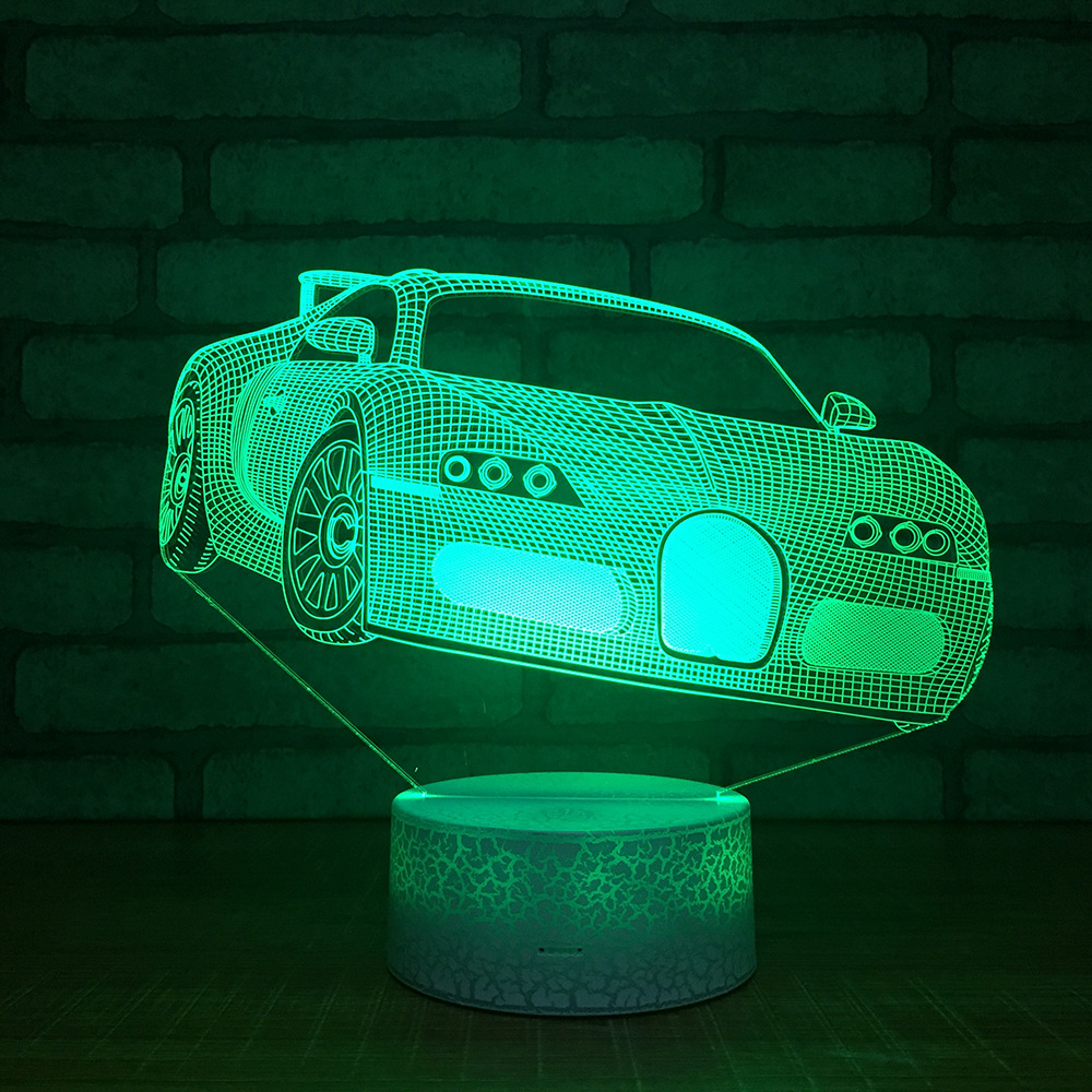 Super cool sports car small night light acrylic baby touches colorful led lamp USB creative desktop decorative desk lamp