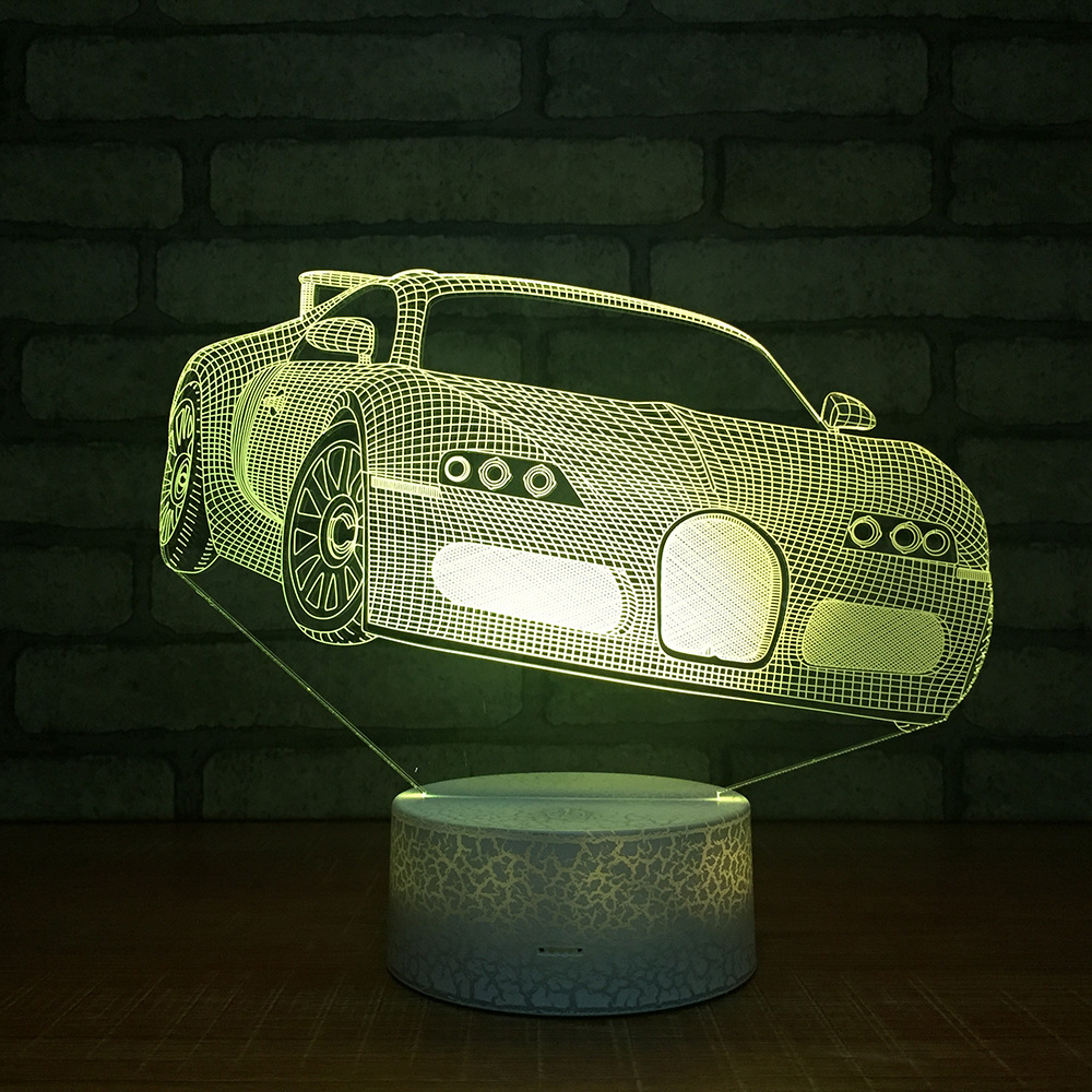 Super cool sports car small night light acrylic baby touches colorful led lamp USB creative desktop decorative desk lamp