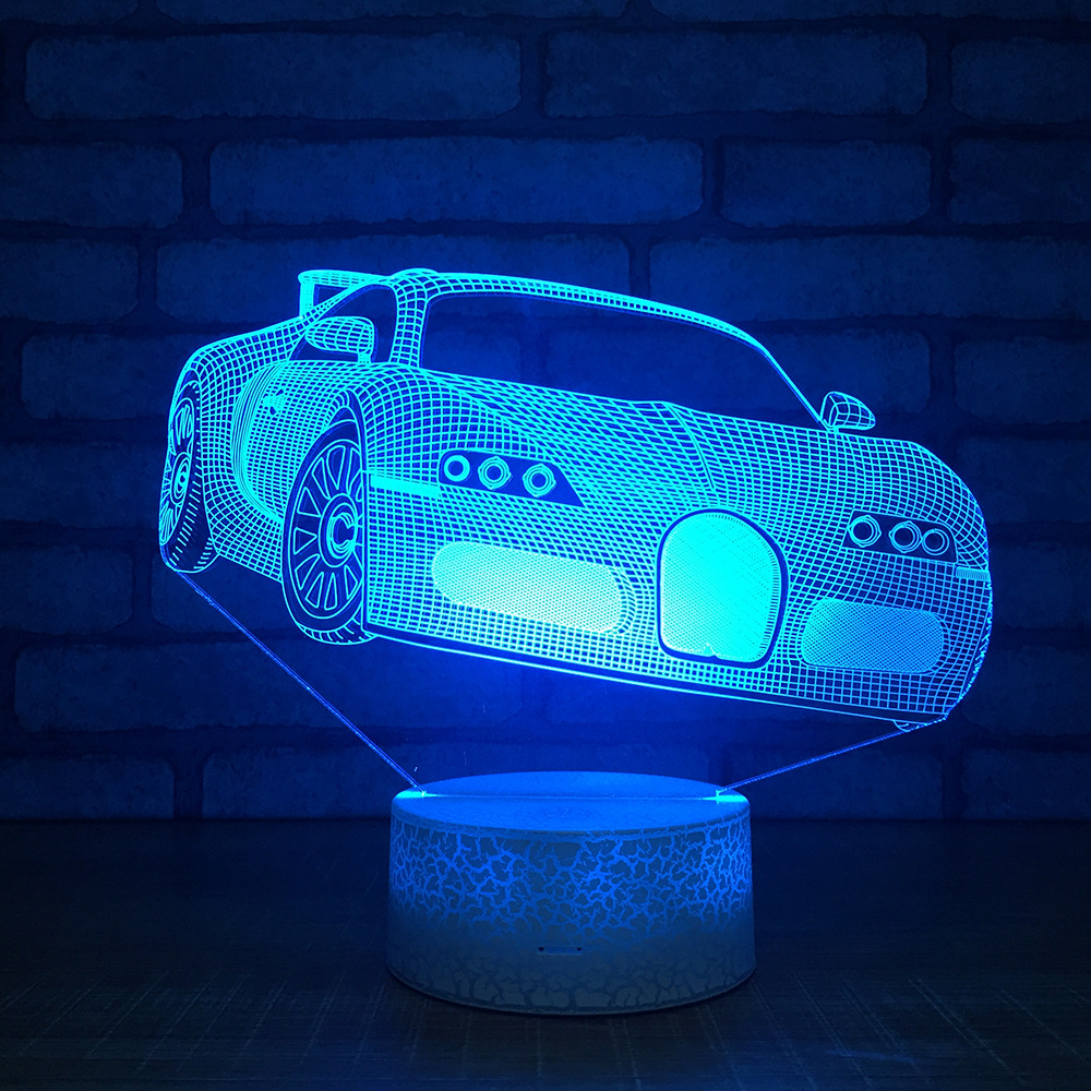 Super cool sports car small night light acrylic baby touches colorful led lamp USB creative desktop decorative desk lamp