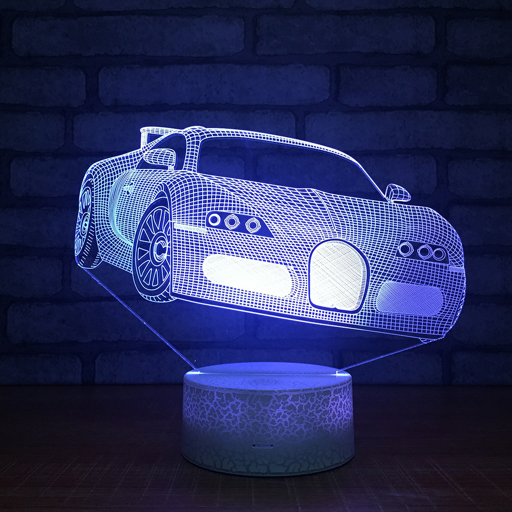 Super cool sports car small night light acrylic baby touches colorful led lamp USB creative desktop decorative desk lamp