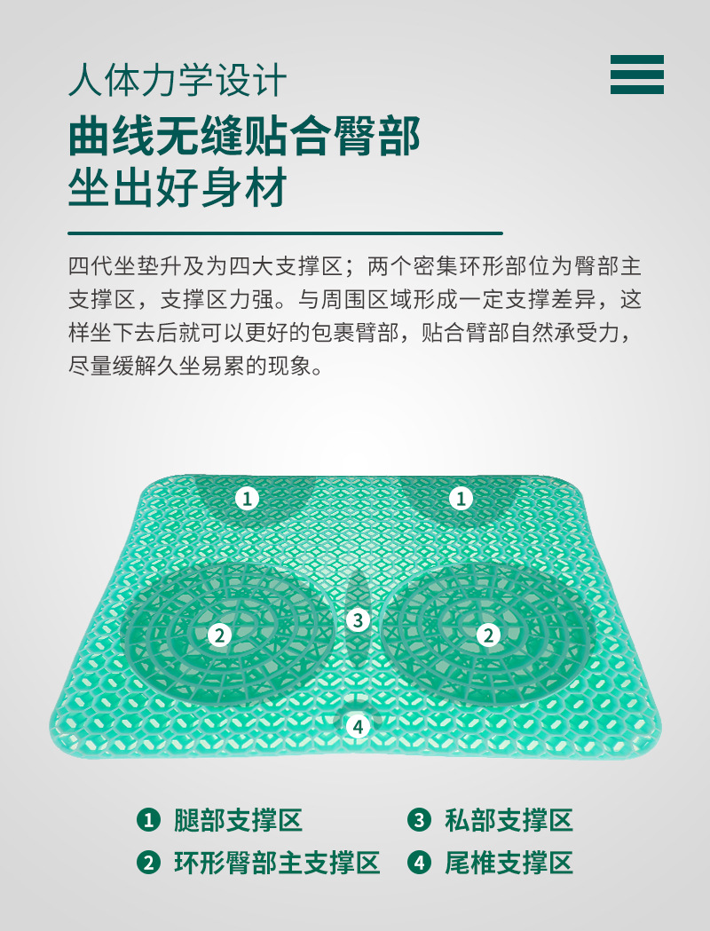 New Four Generation Egg Summer Gel Cushion Honeycomb Car Seat Cushion Breathable Soft Cushion Ice Pad Cool Pad Student Cushion