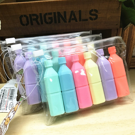 Fruit - flavored highlighter with 6 mini highlighter pens in the key circle of graffiti highlighter pen TIANFU