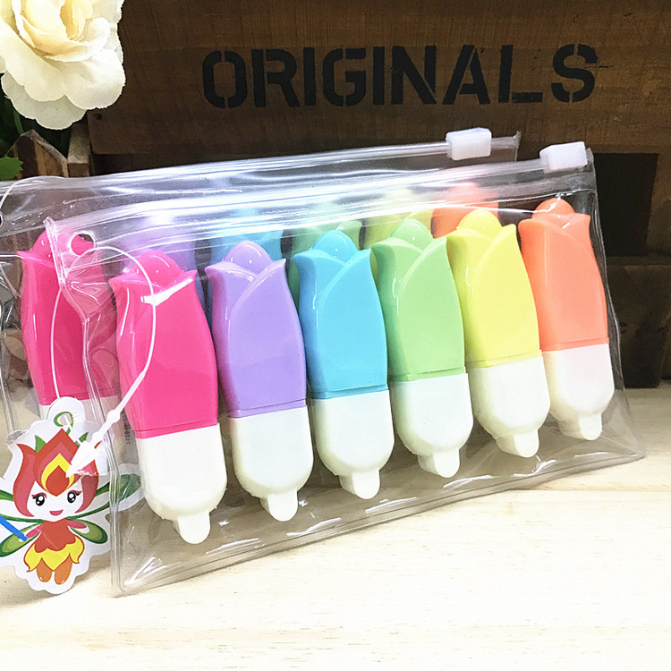 Fruit - flavored highlighter with 6 mini highlighter pens in the key circle of graffiti highlighter pen TIANFU