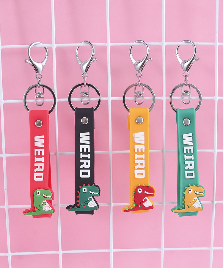 Dinosaur Keychain Leather Rope PVC Accessory Wrist Strap Soft Rubber Schoolbag Small Gift Bag Ornaments Dinosaur Keychain Leather Rope PVC Accessory Wrist Strap Soft Rubber Schoolbag Small Gift Bag Ornaments