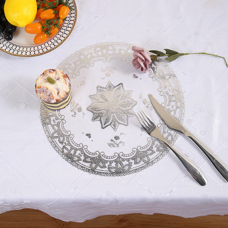 30 Circle Hollow Printing Placemat Bronzing Water-and Oil-Repellent xi can dian Thermal Shielded Table Mat PVC Plate Mat Creative Coaster