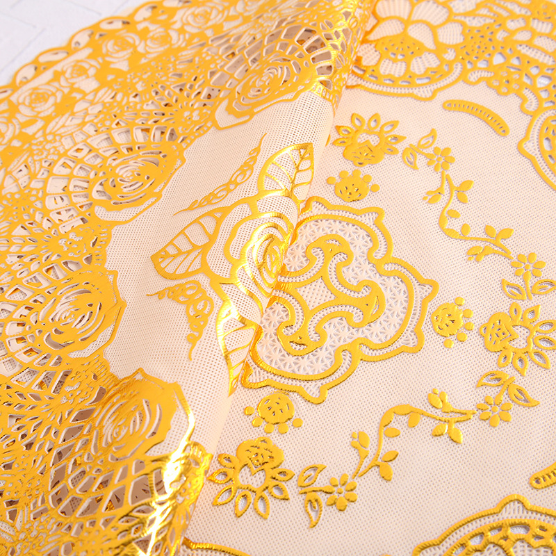 30 Circle Hollow Printing Placemat Bronzing Water-and Oil-Repellent xi can dian Thermal Shielded Table Mat PVC Plate Mat Creative Coaster