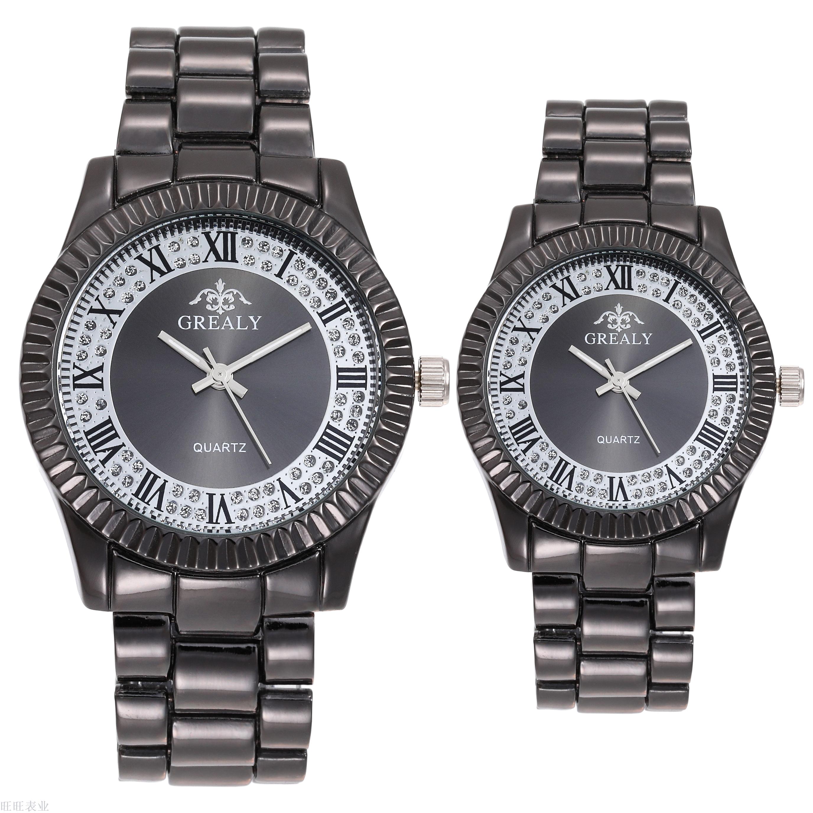 Hot selling new fashion couples business Roman scale quartz wrist watch personality alloy steel band watch wholesale
