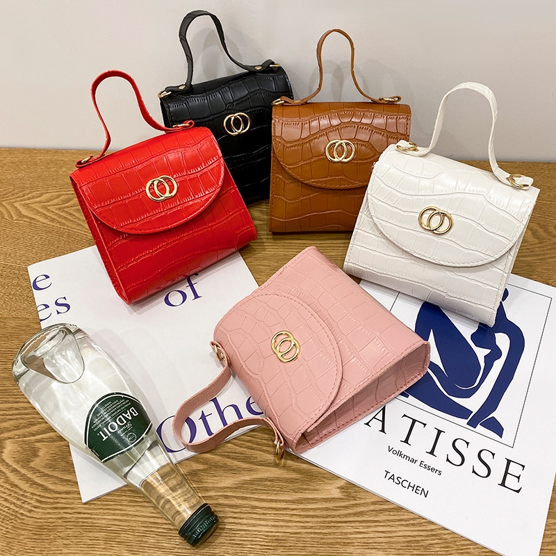 Ladies Hand Bag Women&#039;s Bag 2021 New Circle Crocodile Pattern Portable Small Square Bag Casual Cell Phone Small Bag