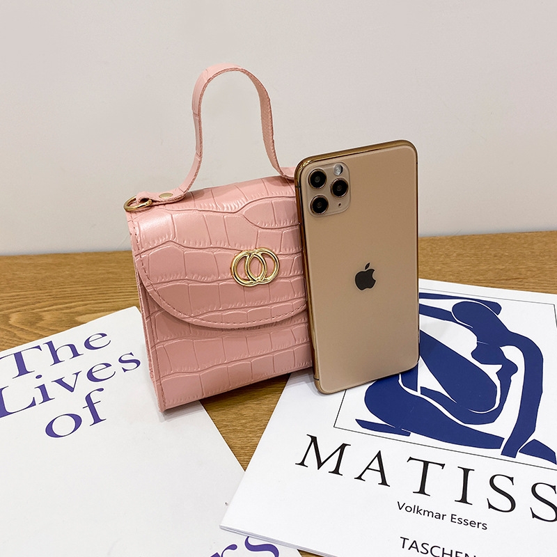 Ladies Hand Bag Women&#039;s Bag 2021 New Circle Crocodile Pattern Portable Small Square Bag Casual Cell Phone Small Bag