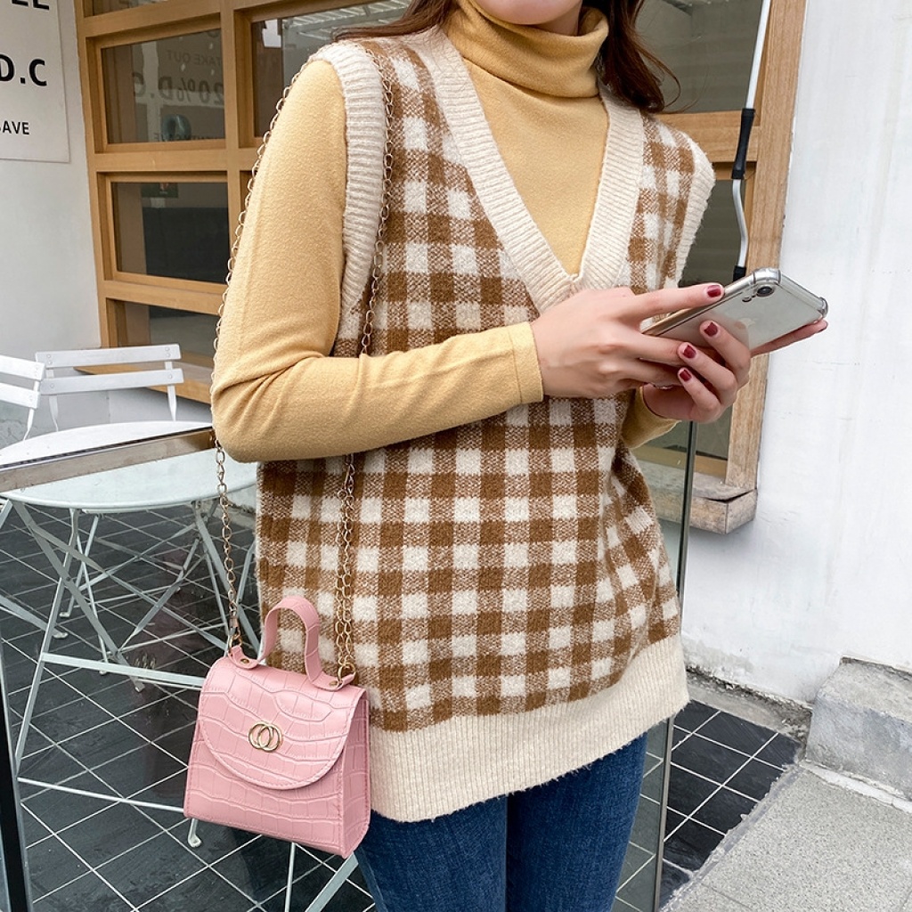 Ladies Hand Bag Women's Bag 2021 New Circle Crocodile Pattern Portable Small Square Bag Casual Cell Phone Small Bag