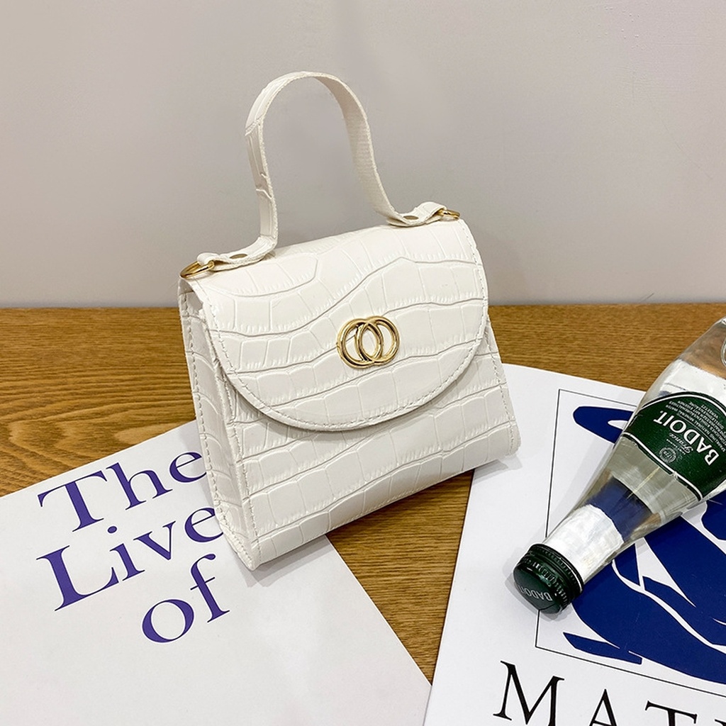 Ladies Hand Bag Women's Bag 2021 New Circle Crocodile Pattern Portable Small Square Bag Casual Cell Phone Small Bag