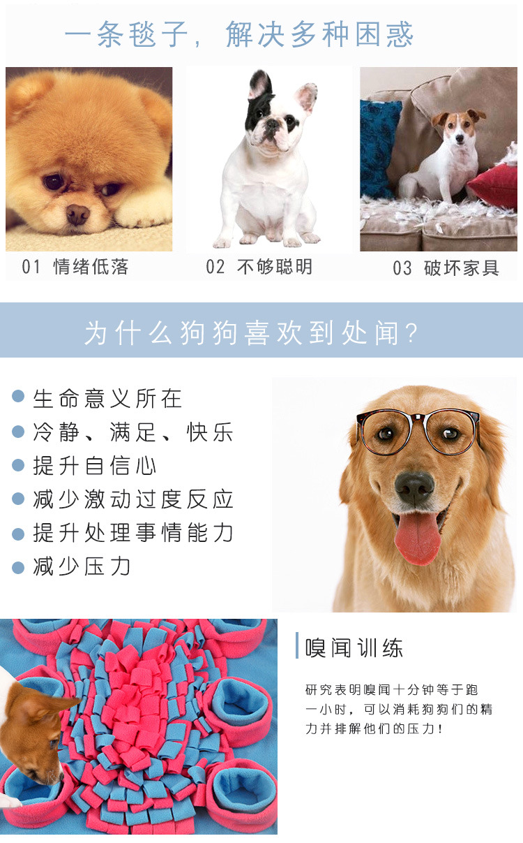 Cross-Border New Arrival Pet Training Removable and Washable Smell Blanket Easy Storage Pet Blanket Six Bowls Smell Pad Treasure Hunting Blanket