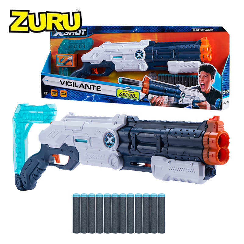 Zuru Soft Bullet Gun Free Fire Charge Sniper Hunting Manual Runner Double Tube Launcher Children PUBG Toy Male