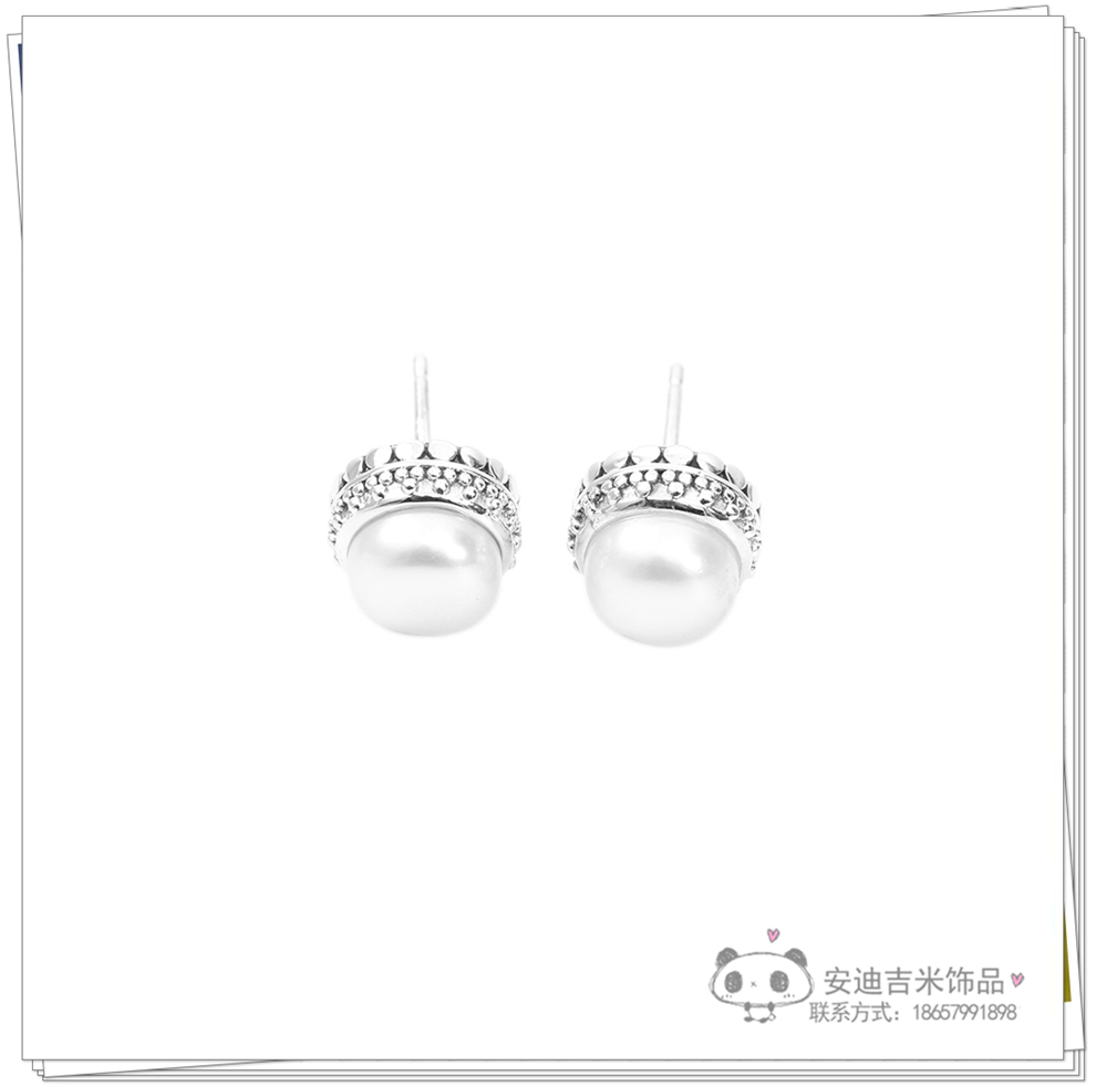 Partysu Temperamental Natural Freshwater Pearl Ear Studs 925 Silver Pattern Carving Circle Ear Studs Simple Female Wholesale