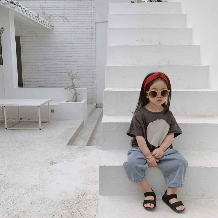 1door Children's Clothing Custom 2021 Summer Custom Vivi Same Retro Tuning Patch Circle Oversizet T-shirt
