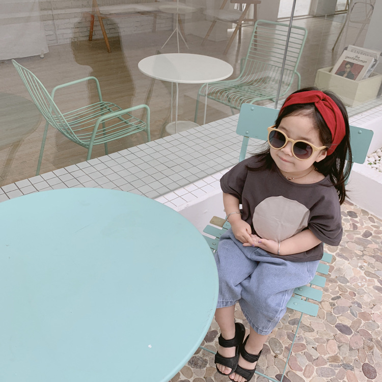 1door Children's Clothing Custom 2021 Summer Custom Vivi Same Retro Tuning Patch Circle Oversizet T-shirt