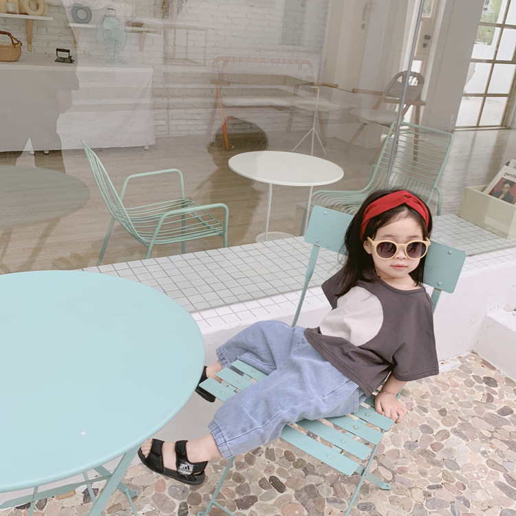 1door Children's Clothing Custom 2021 Summer Custom Vivi Same Retro Tuning Patch Circle Oversizet T-shirt