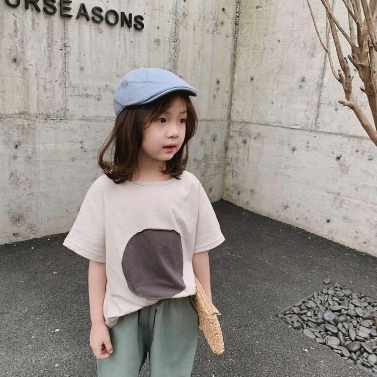 1door Children's Clothing Custom 2021 Summer Custom Vivi Same Retro Tuning Patch Circle Oversizet T-shirt
