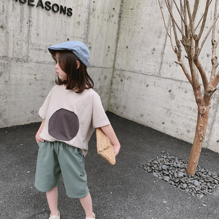 1door Children's Clothing Custom 2021 Summer Custom Vivi Same Retro Tuning Patch Circle Oversizet T-shirt
