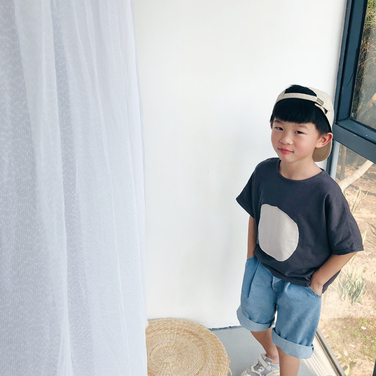 1door Children's Clothing Custom 2021 Summer Custom Vivi Same Retro Tuning Patch Circle Oversizet T-shirt