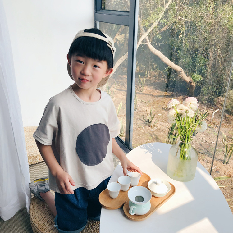 1door Children's Clothing Custom 2021 Summer Custom Vivi Same Retro Tuning Patch Circle Oversizet T-shirt