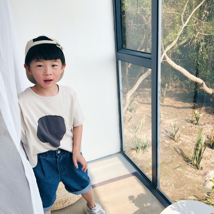1door Children's Clothing Custom 2021 Summer Custom Vivi Same Retro Tuning Patch Circle Oversizet T-shirt